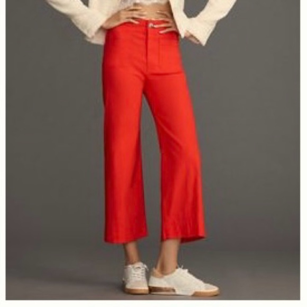 Red Collette cropped wide-leg trousers